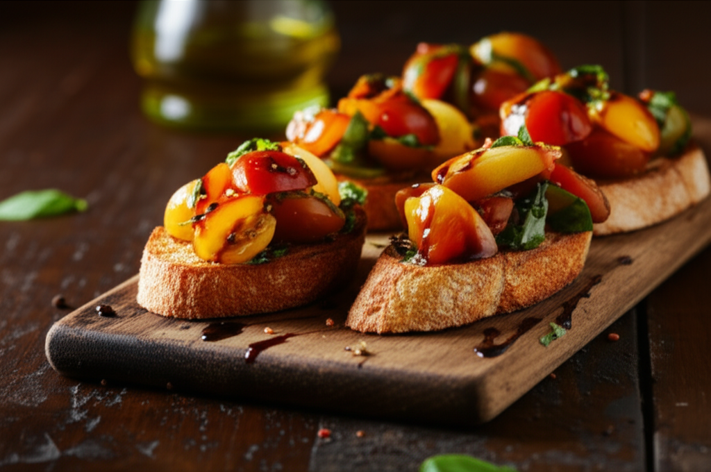 Artisan bruschetta with heirloom tomatoes
