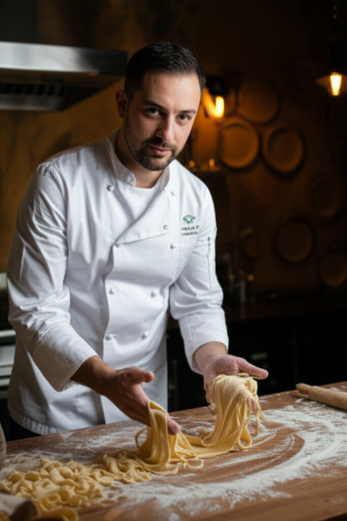 Chef Marco Ferretti preparing handmade pasta