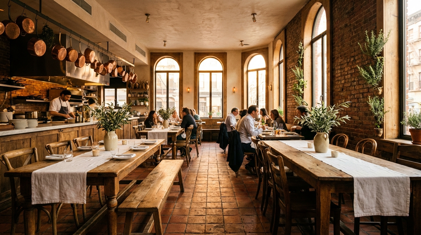 VERDE restaurant interior with warm natural light